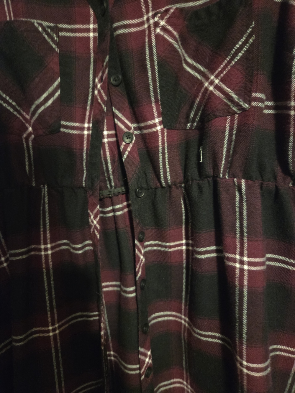 Maurices Burgundy, Black and White Plaid Button-Down Top